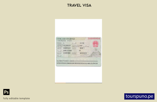 Plantilla de visa de turista para China lista para imprimir